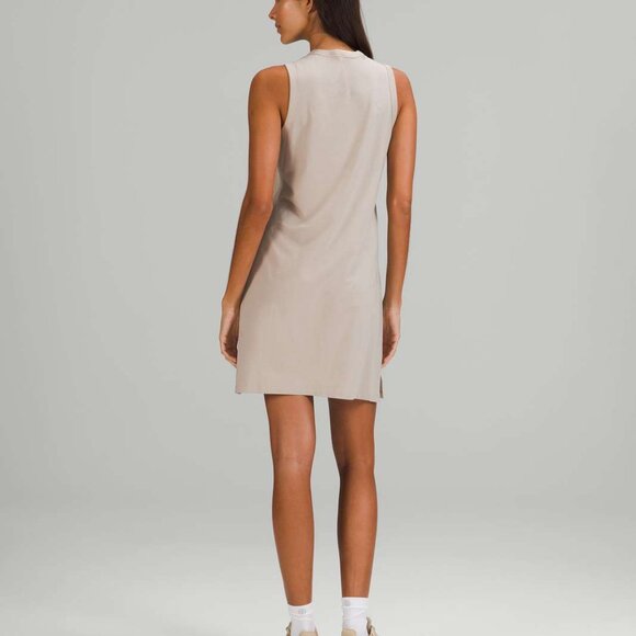 lululemon Classic Fit Cotton Blend Sleeveless Dress Beige Raw Linen Size 8 NWT - Picture 2 of 8